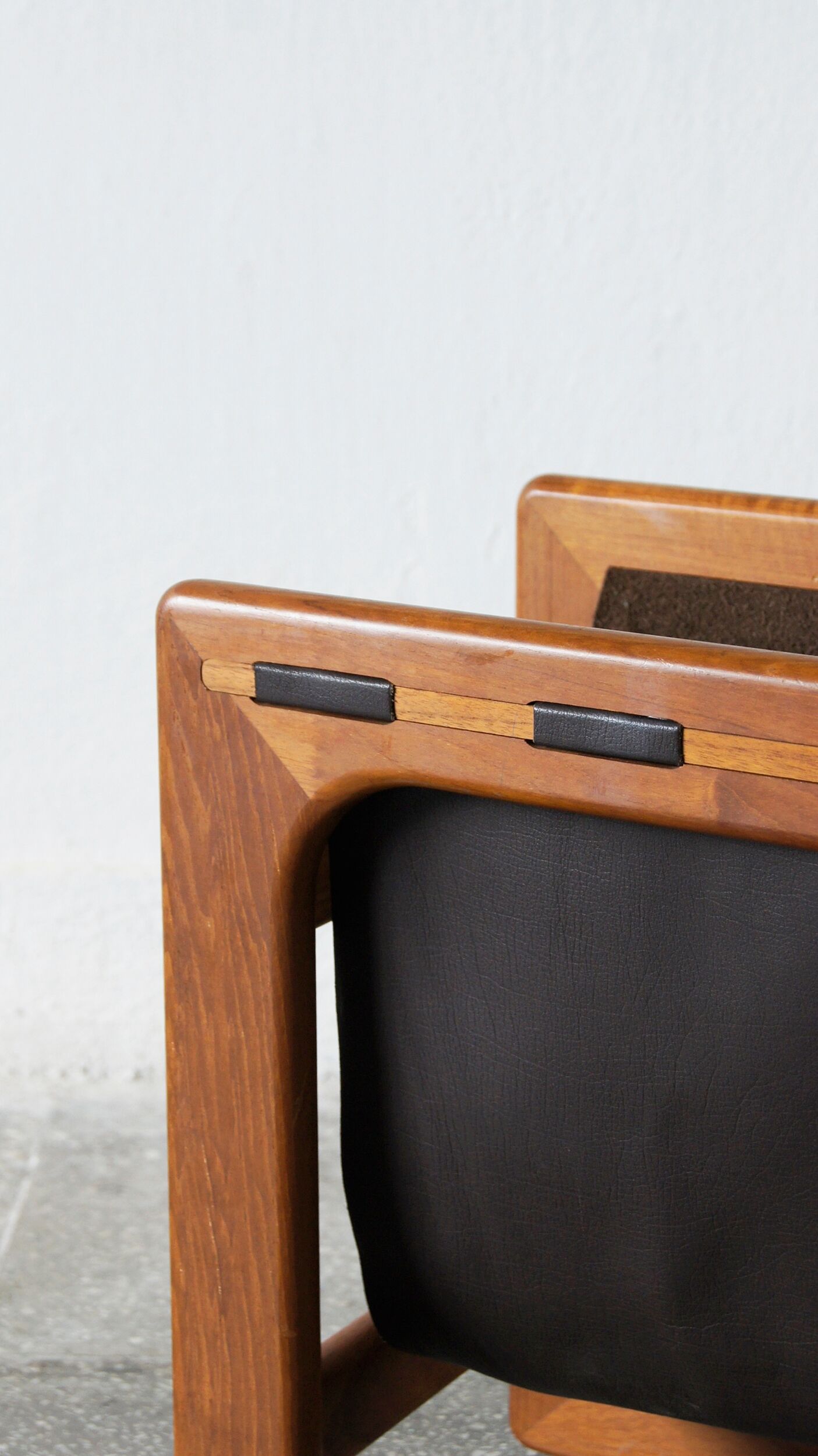 Mid-Century Danish Modern Teak & Leather Magazine Rack from Salin Mobler
