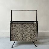porte revue design 1970 en métal et cuir python
