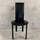 Set of 4 Italian Black Leather Dining Chairs