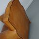 Vintage french moustache back cognac-colored leather club chair
