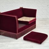 1960s, Danish "Spanish" sofa, original condition, furniture velour, ash wood legs.