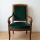 Pair of Empire armchairs in wood and green velvet