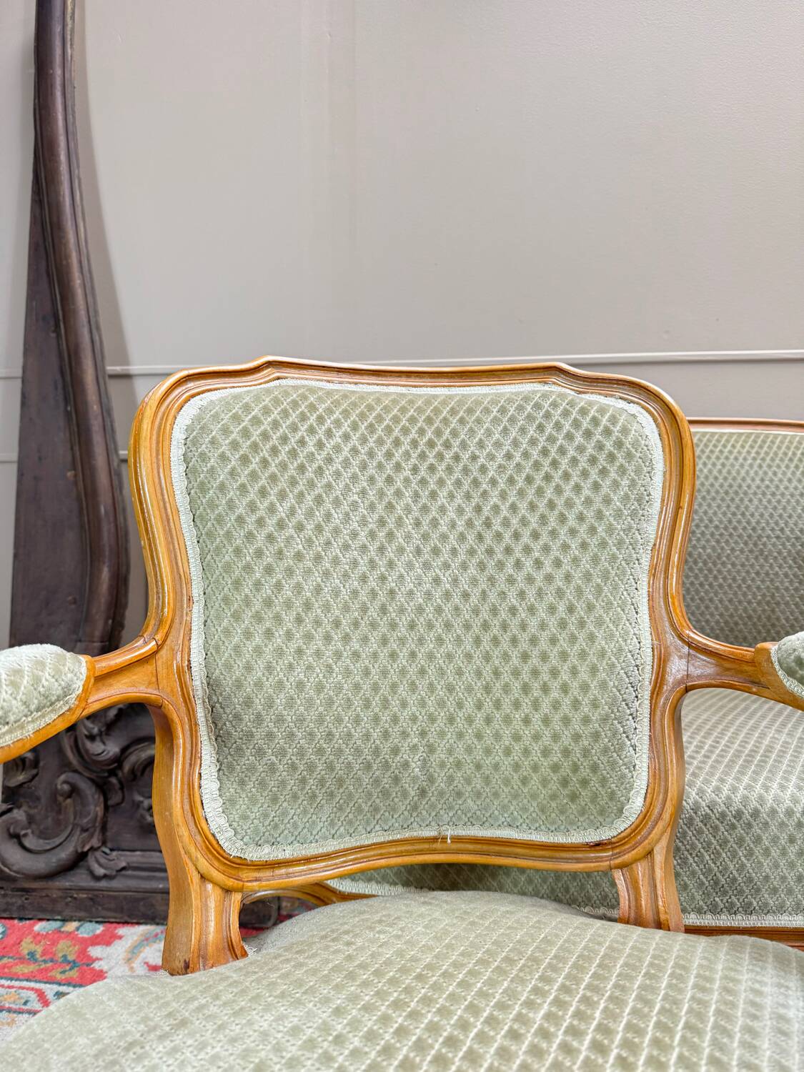 Louis XV Style Natural Wood Living Room, 19th Century