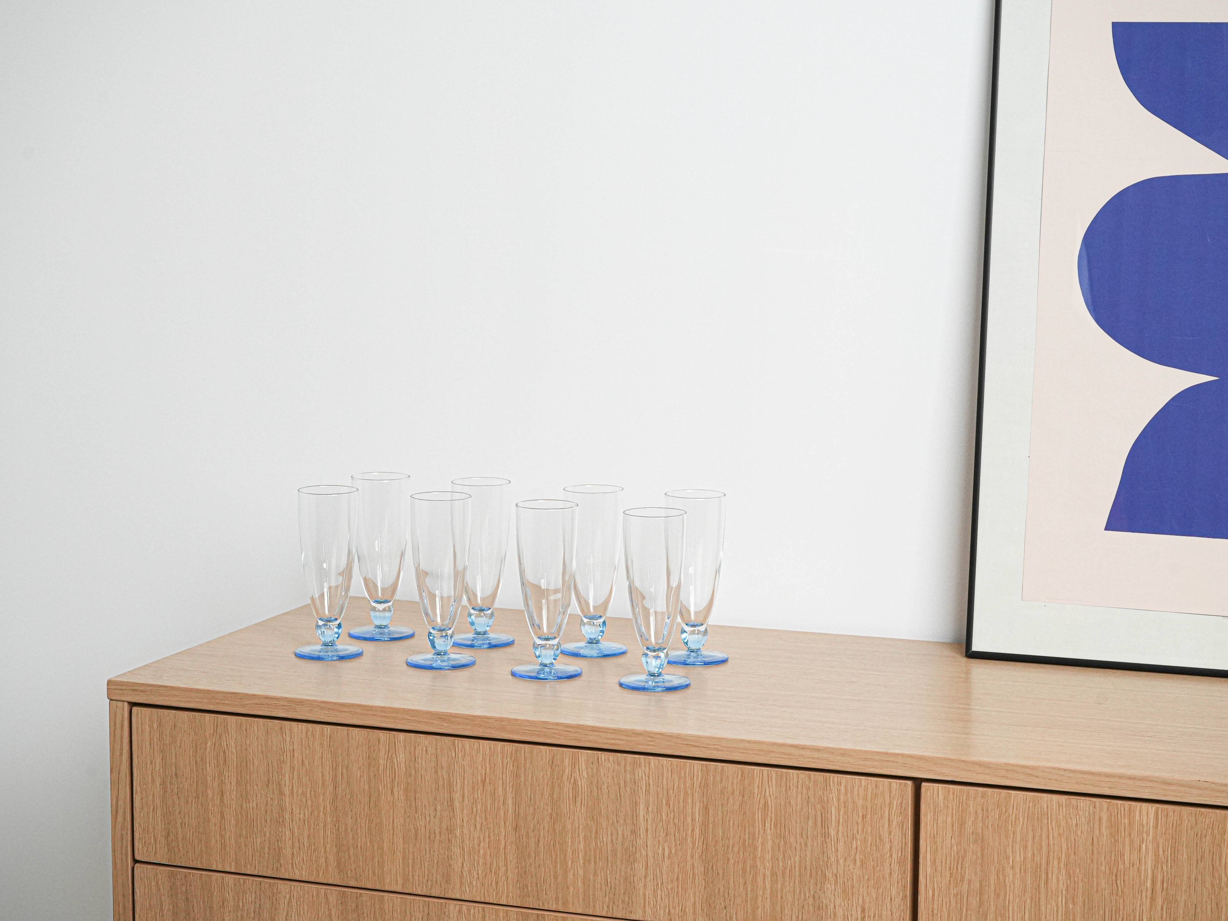 Set of champagne glasses, Italian design, 1980s, production: Italy