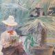 Oil on canvas painting XIX woman reading
