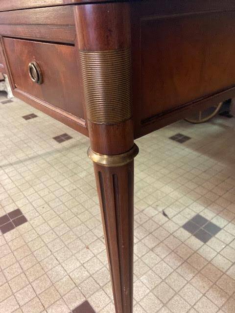 Louis XVI type desk in cherry wood and leather