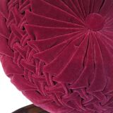 Coussin rond rouge bordeaux en velours plié