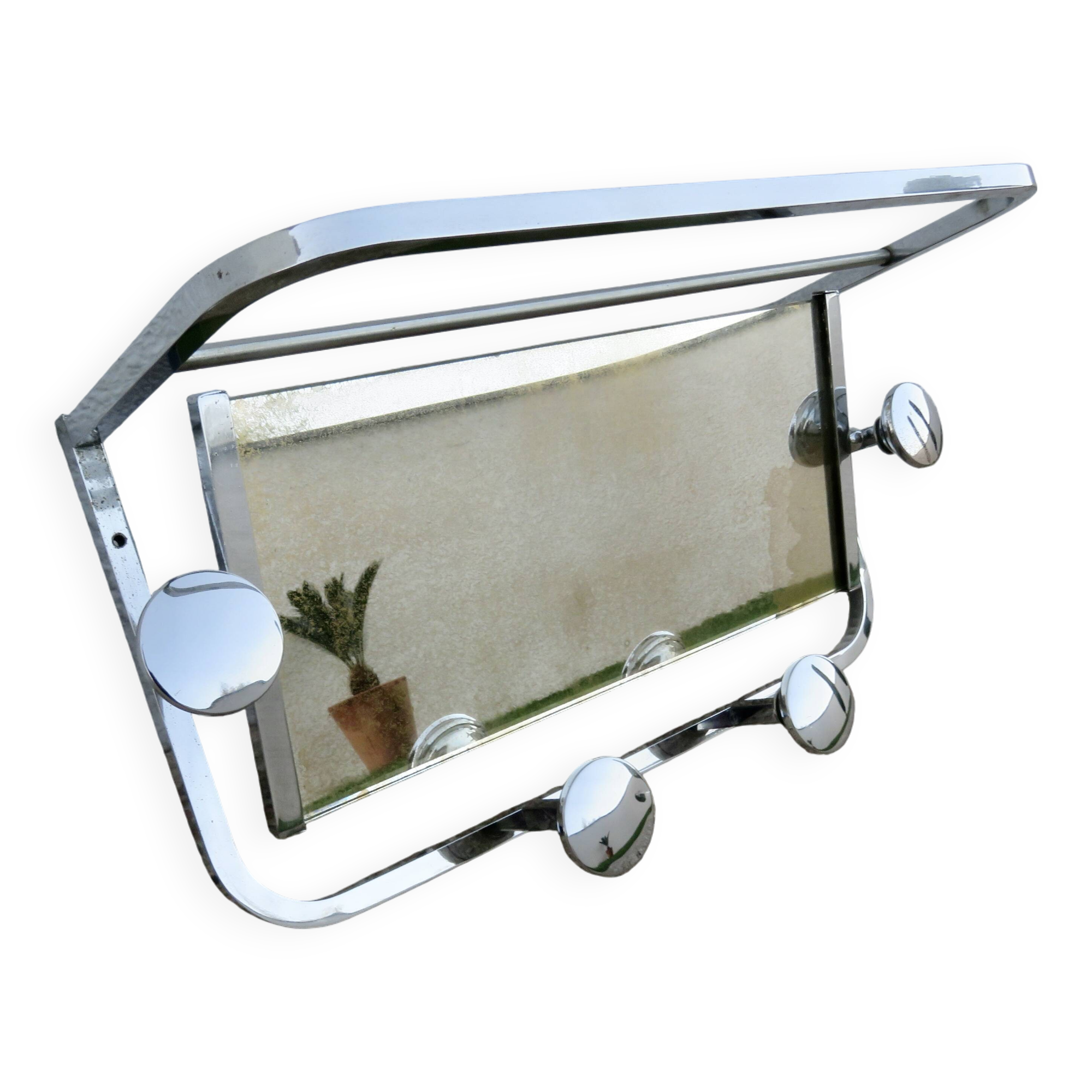 Coat rack, cloakroom, in chromed brass, 20s 30s