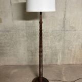 Charles Dudouyt style turned oak wood floor lamp 1940