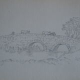 Pencil drawing english countryside circa 1910