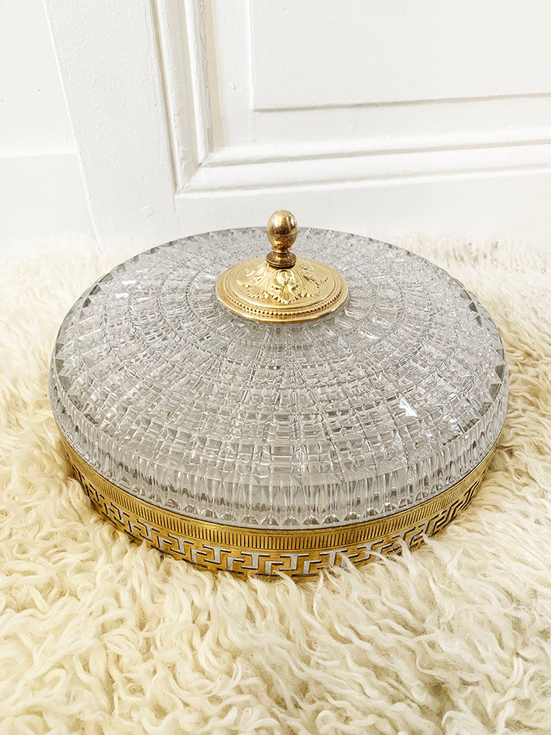 Ceiling lamp in glass and brass