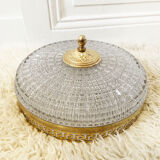 Ceiling lamp in glass and brass