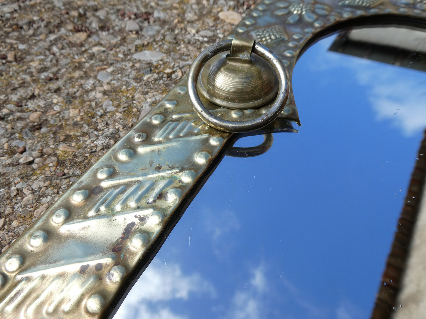 Eastern mirror brass pushed back ethnic style, 23x31cm