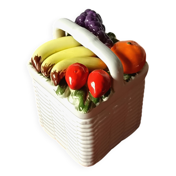 Vintage ceramic pot, fruit decor, Portugal