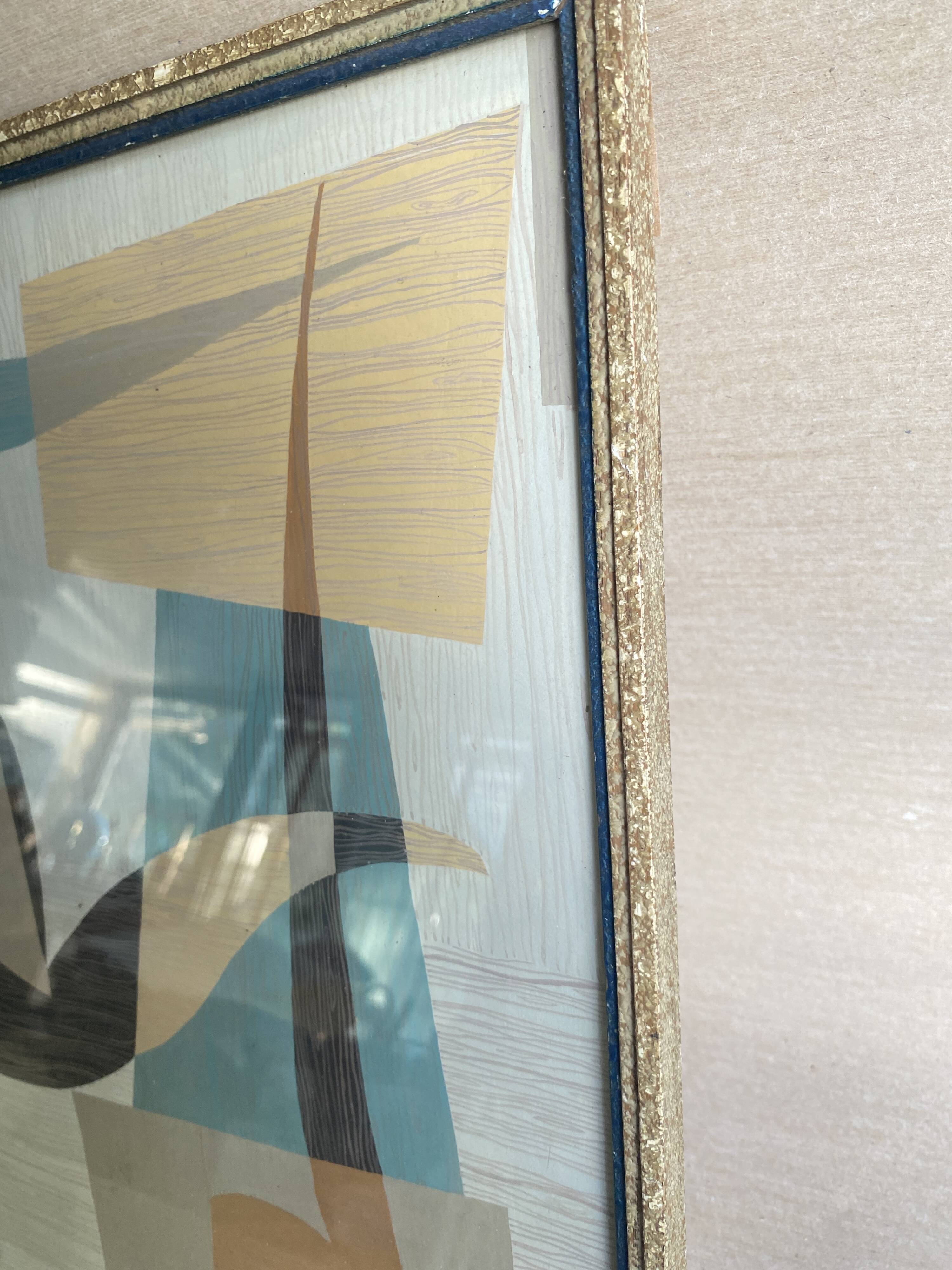 Gouache illustration on paper, glass frame