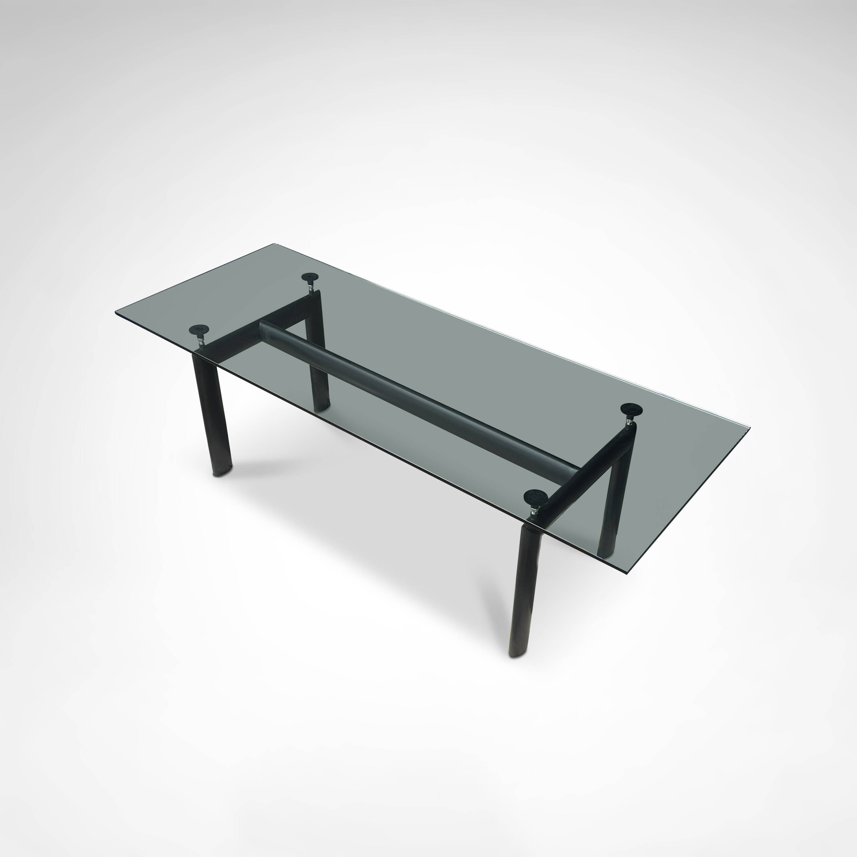 LC6 glass and metal dining table by Le Corbusier et al. for Cassina 1990s