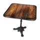 Wooden tray bistro table with old cast iron base