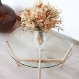 Round Coffee Table - Glass top and beech base