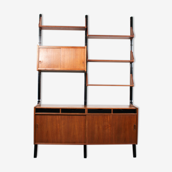 Vintage mid century Elementa wall unit system in teak and black 60s