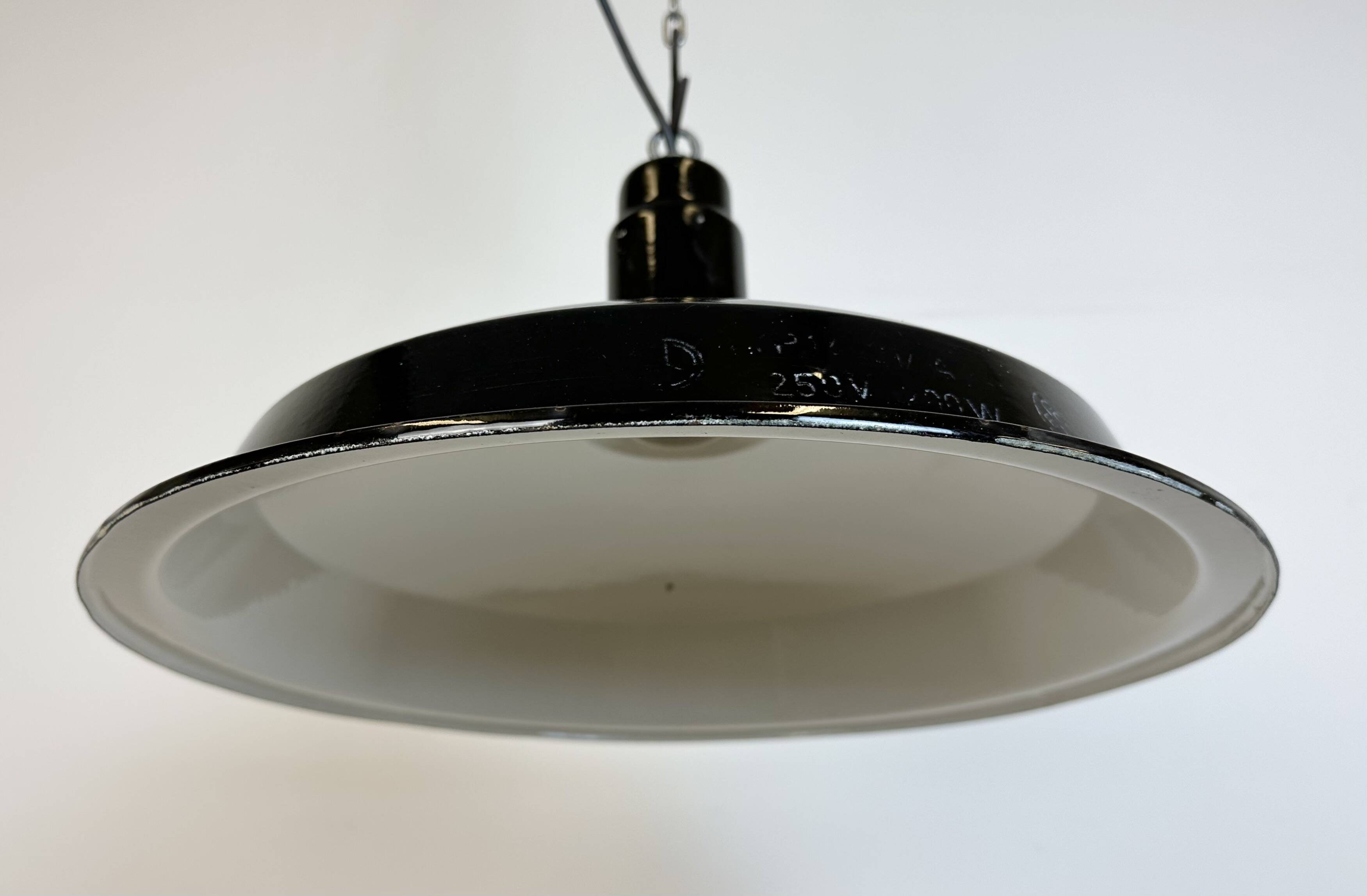 Industrial Black Enamel Factory Pendant Lamp, 1950s