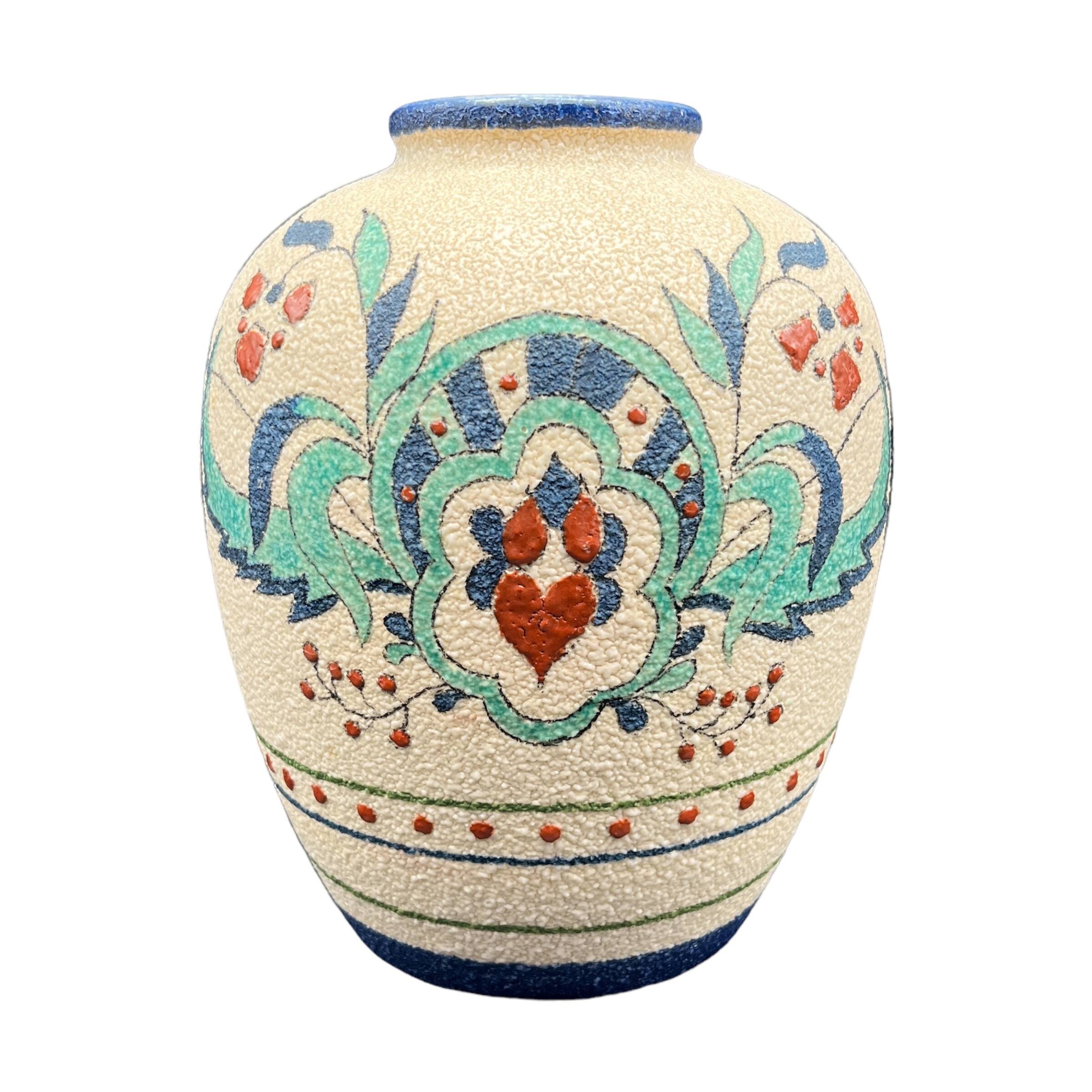 Art Deco ceramic vase Floral decor flowers