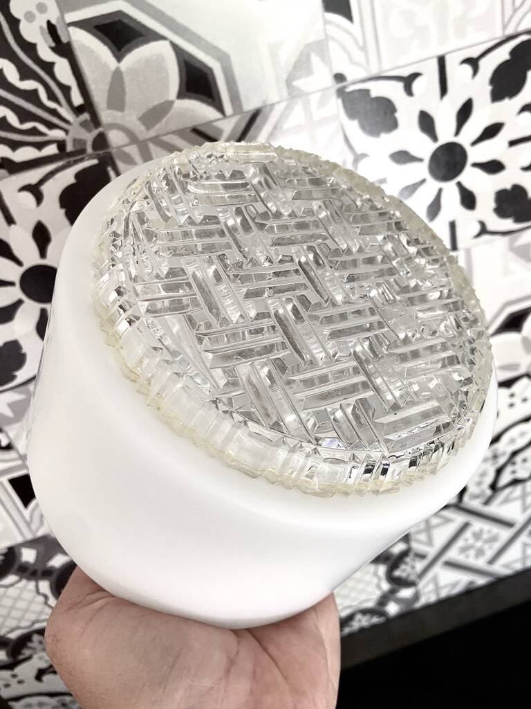 Holophane Ceiling Light Vintage 60s Black Metal and Frosted Glass Crafted