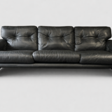 Black leather 3-seater sofa – Tobia Scarpa for B&B Italia