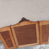 Old triptych mirror wood mounting three mirrors bisotés