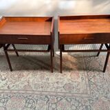 Danish teak bedside tables with rope shelves, 1967, set of 2