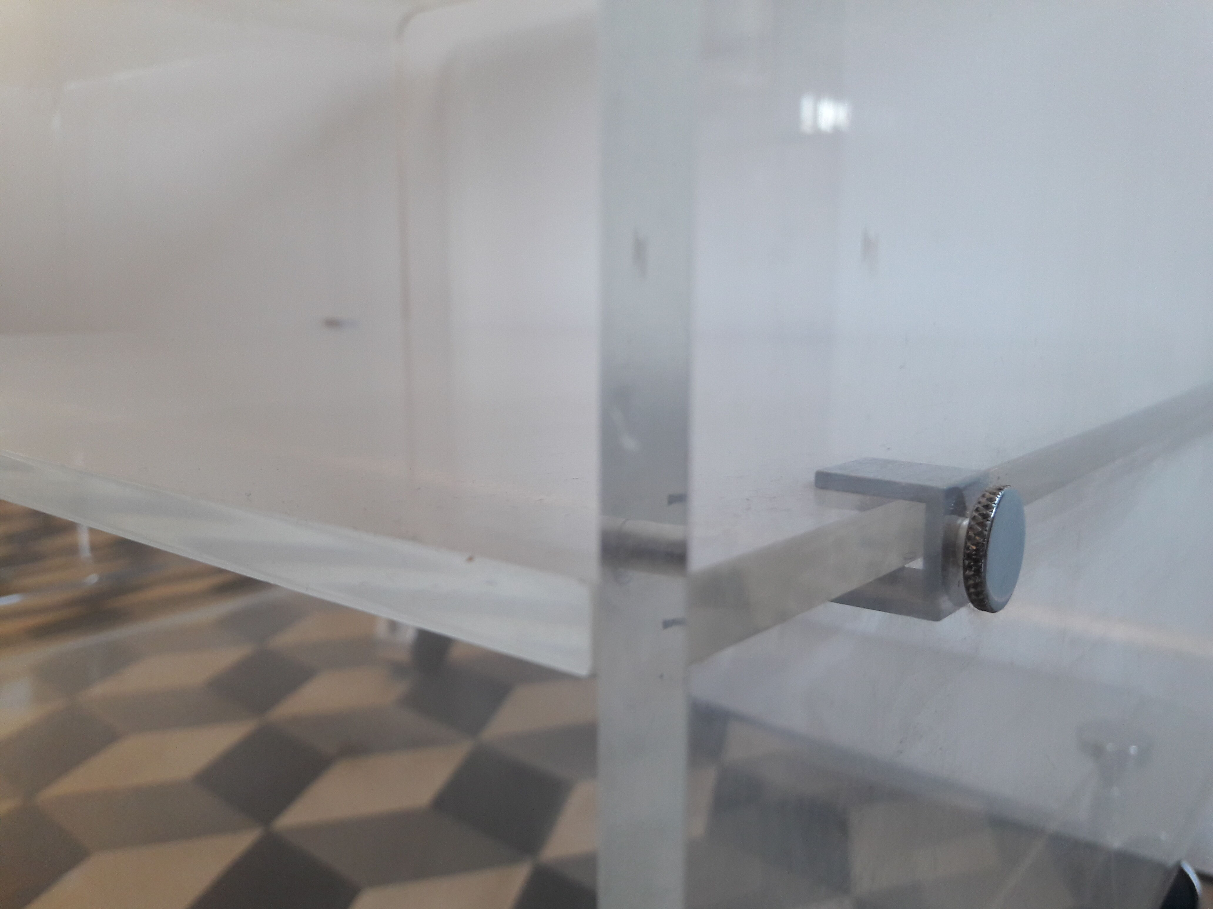 David Lange coffee table on wheels Plexiglas hifi furniture