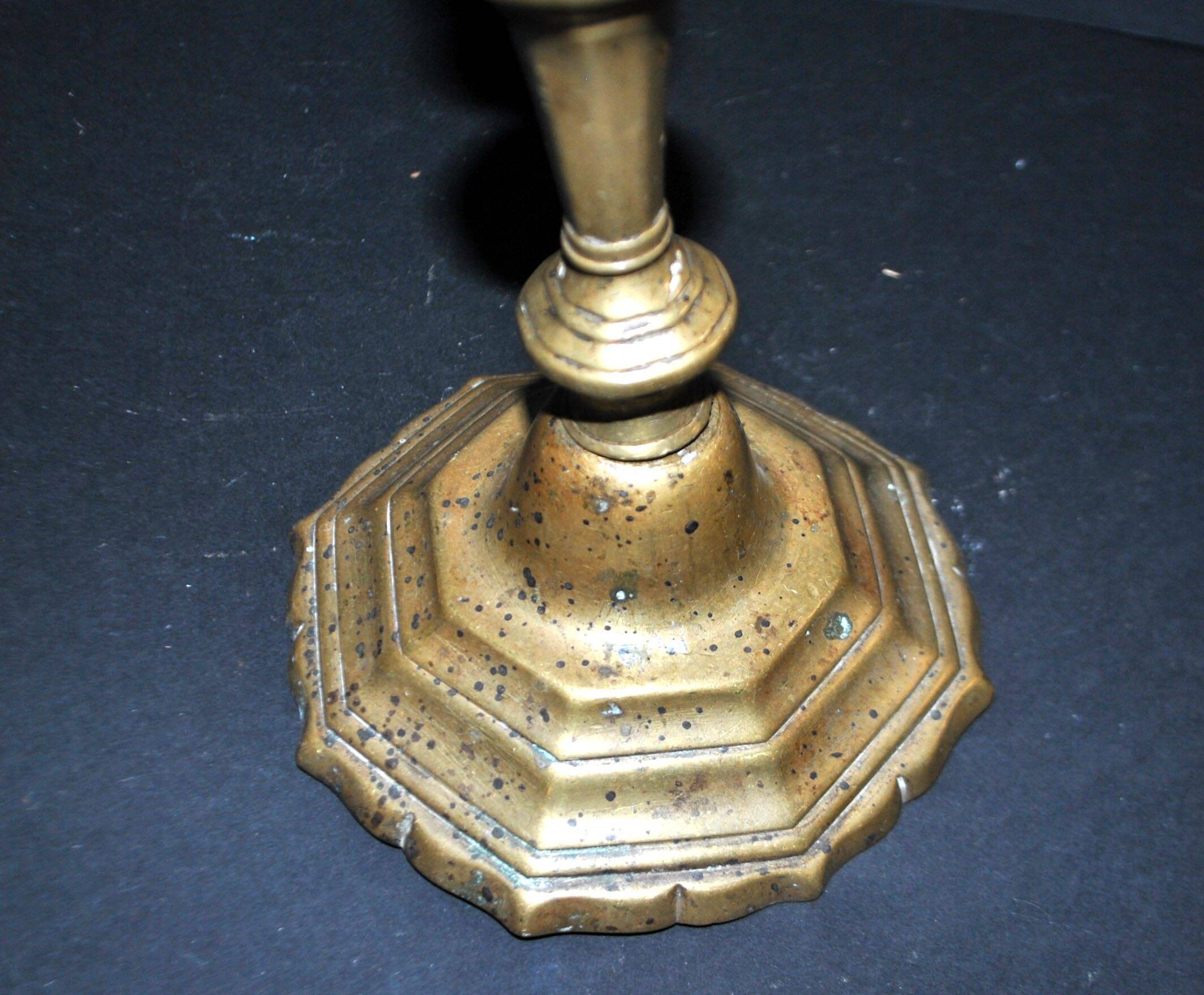 Antique candle holder, carved bronze chandelier, Louis XIV, 18th century.