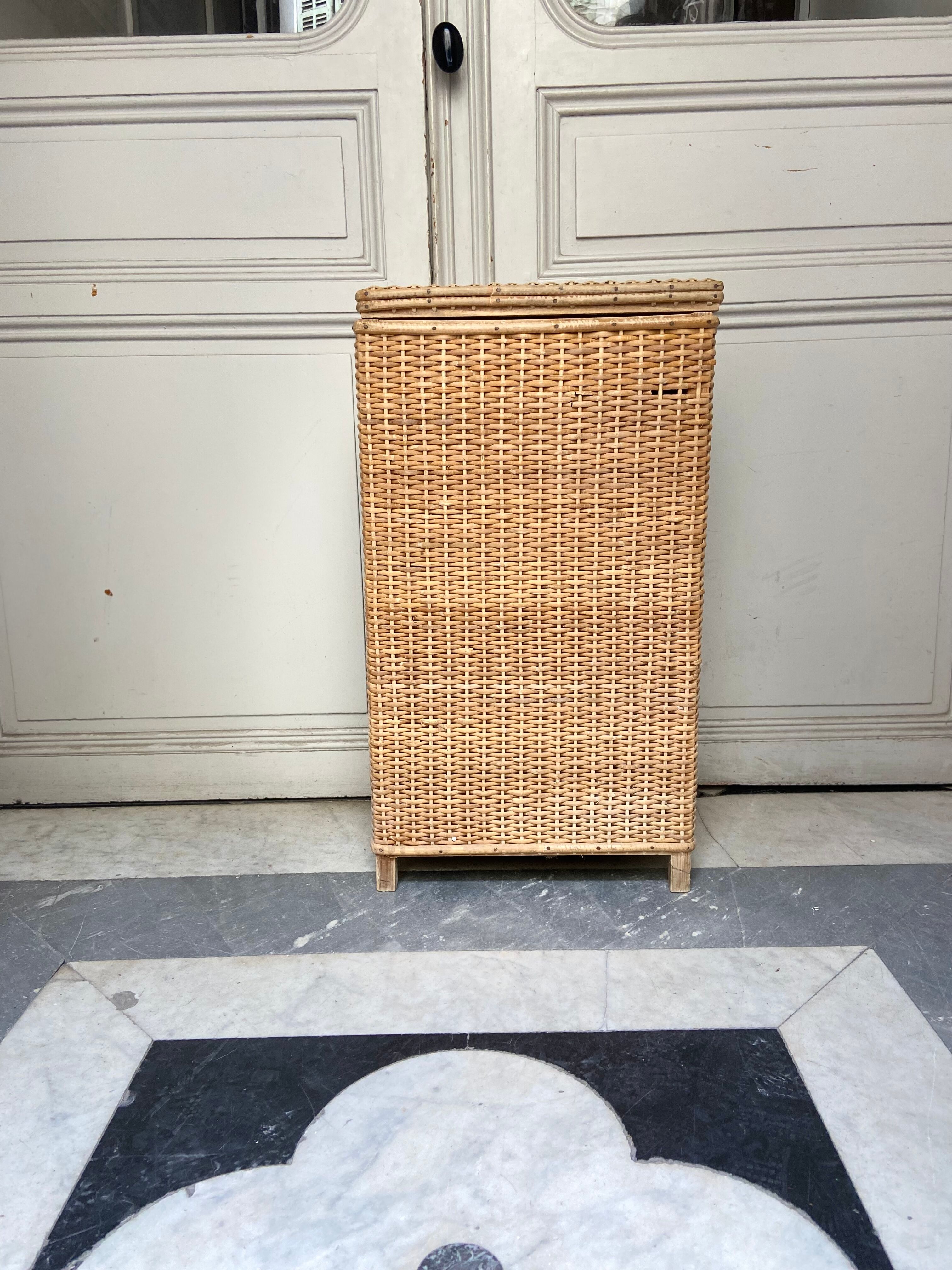 Large vintage rattan basket