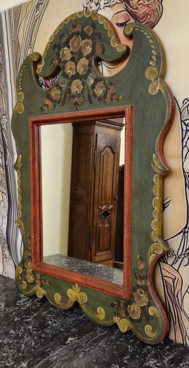 Louis XV Baroque style decorative painted mirror / 20th century