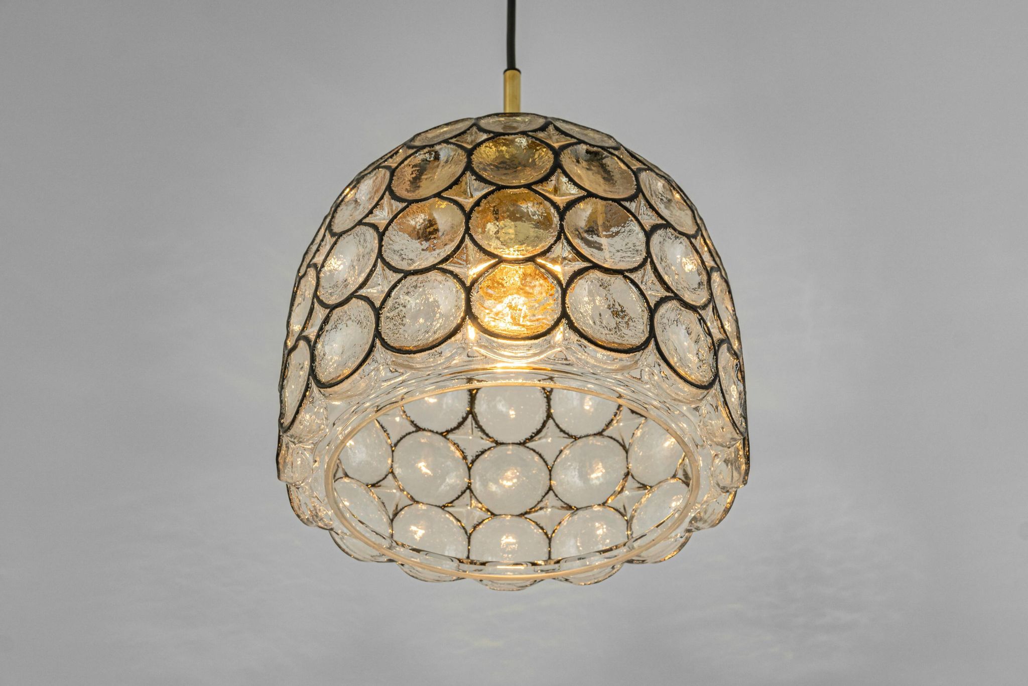 Iron and clear glass pendant from Limburg, Germany, 1960s.