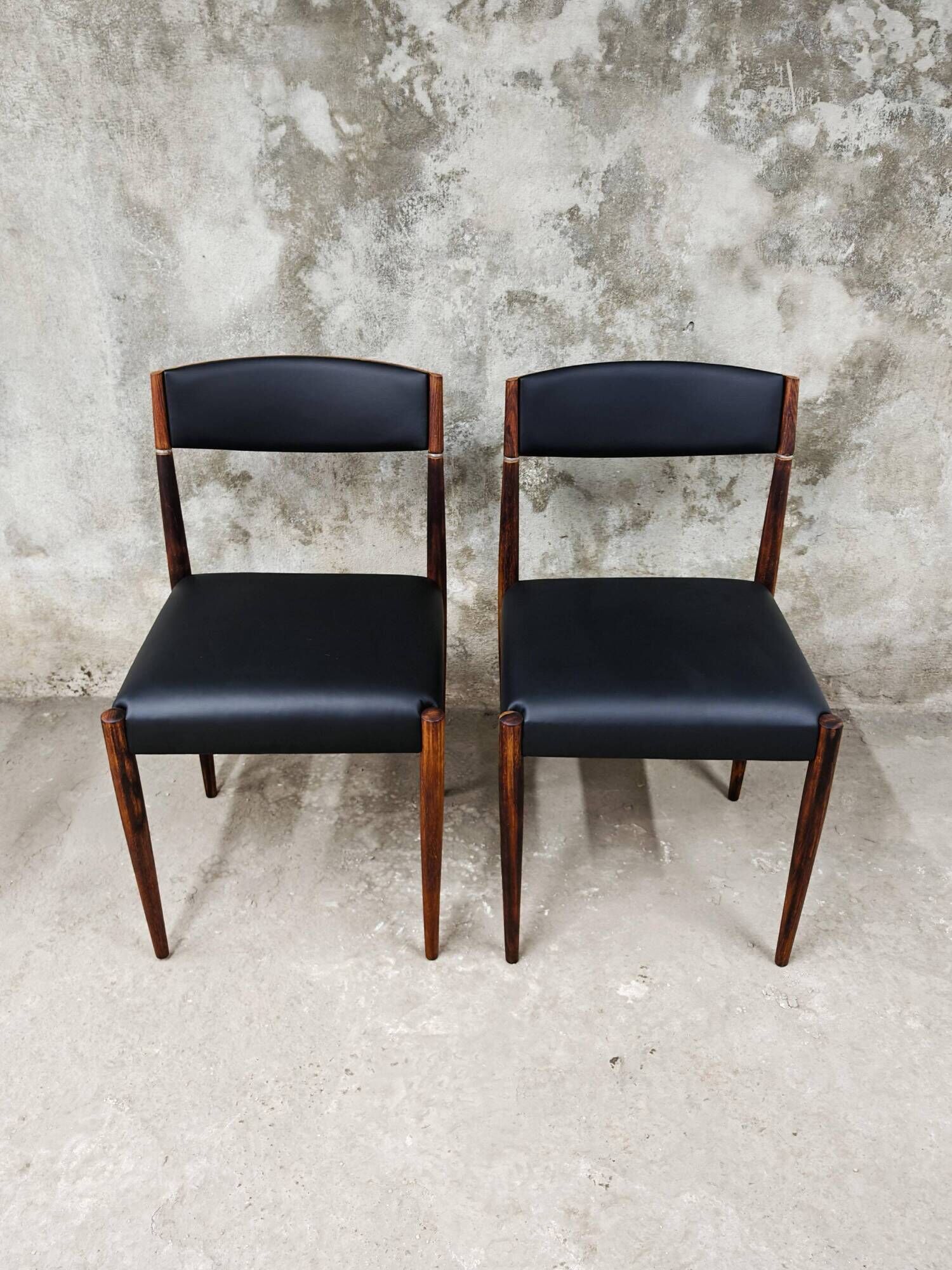 Paire de chaises salle à manger MCM palissandre cuir Danemark 1960