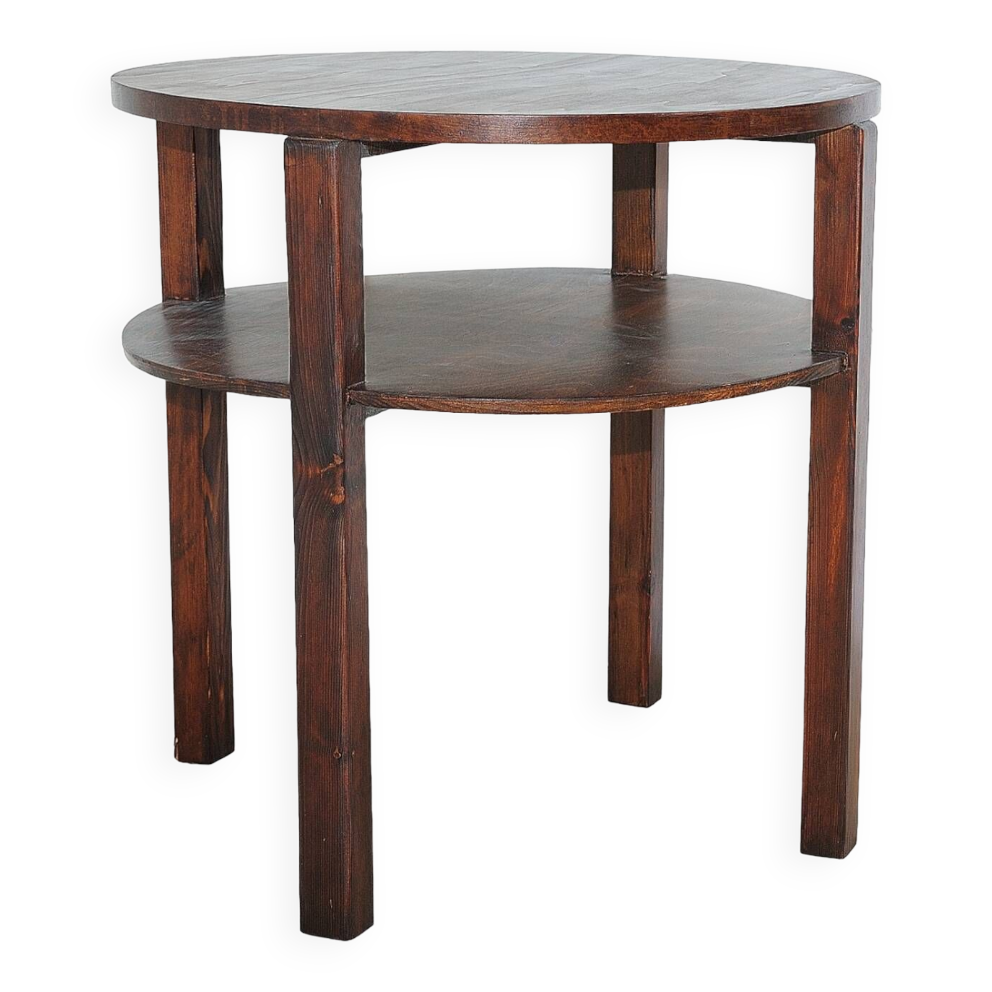 Vintage round pinewood coffee table, Czechoslovakia, 1970´s