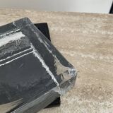 Empty ashtray vintage leather and glass pocket