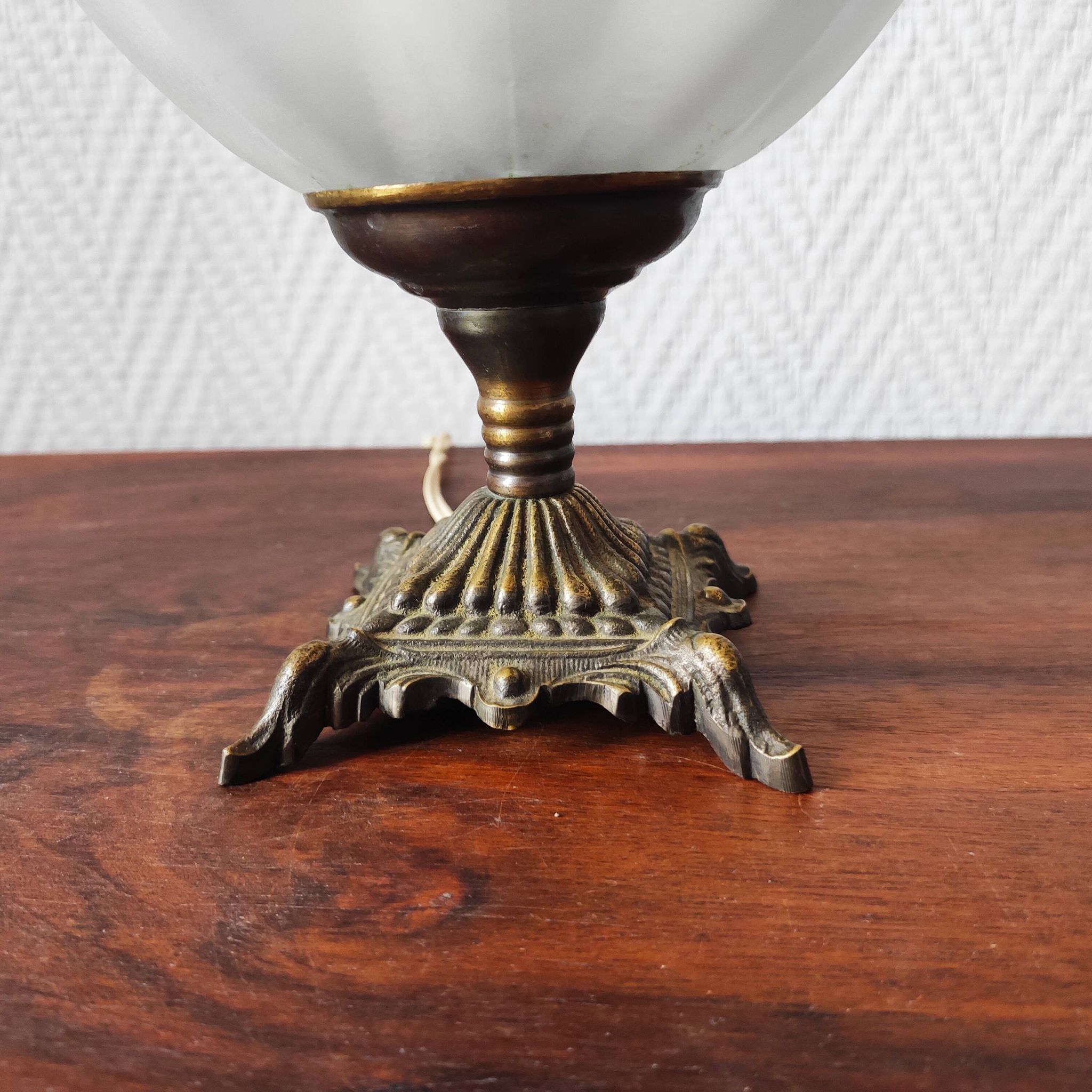 Pair of antique bubble globe lamps