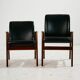 Teak armchair with leather upholstery