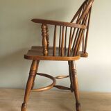 Mid century solid oak lyre-back Windsor chair, 1960s-70s
