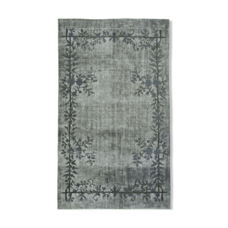 Handmade rustic anatolian 1980s 158 cm x 270 cm grey rug