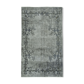 Handmade rustic anatolian 1980s 158 cm x 270 cm grey rug