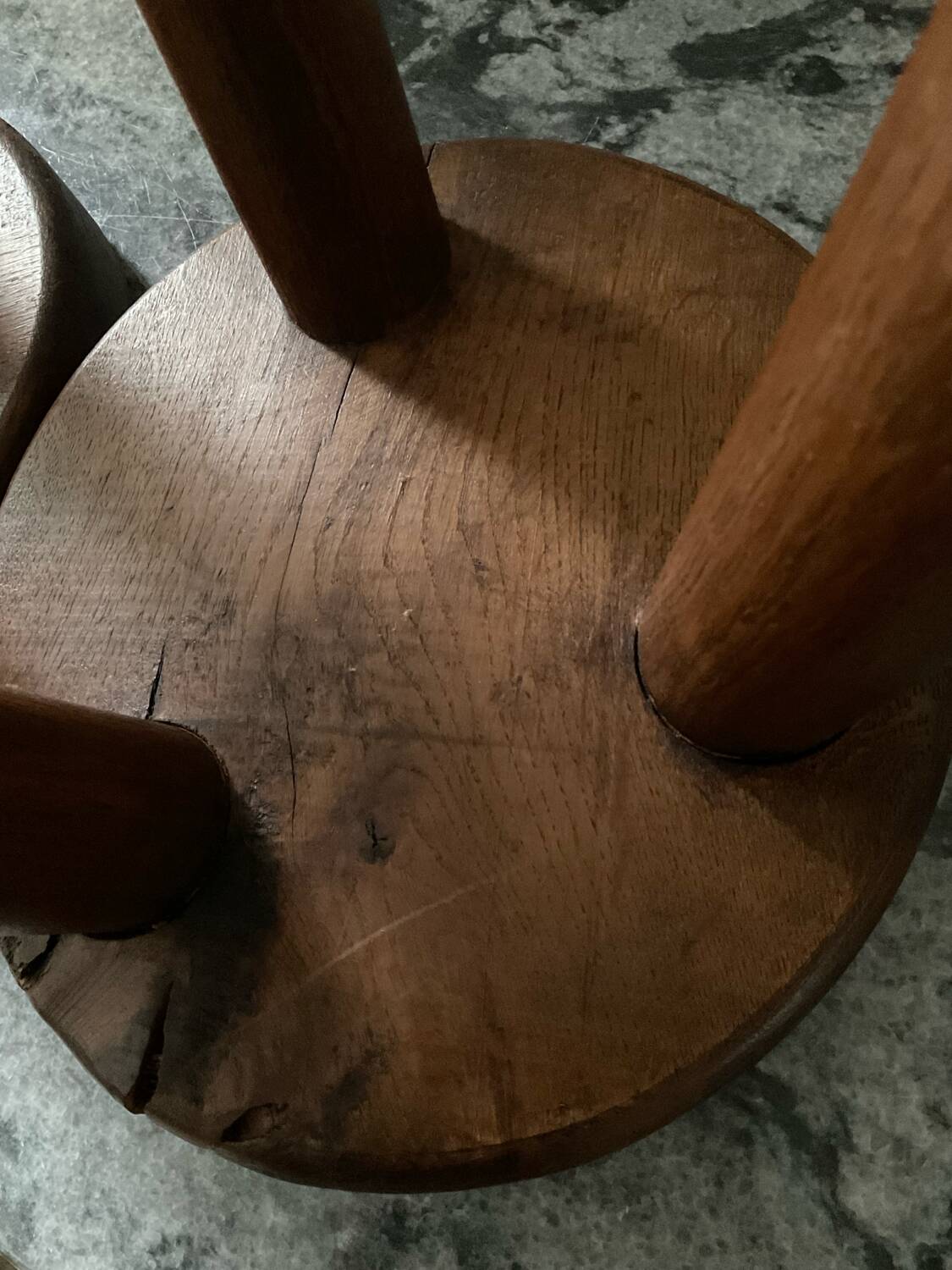 Pair of farmhouse stools in solid oak