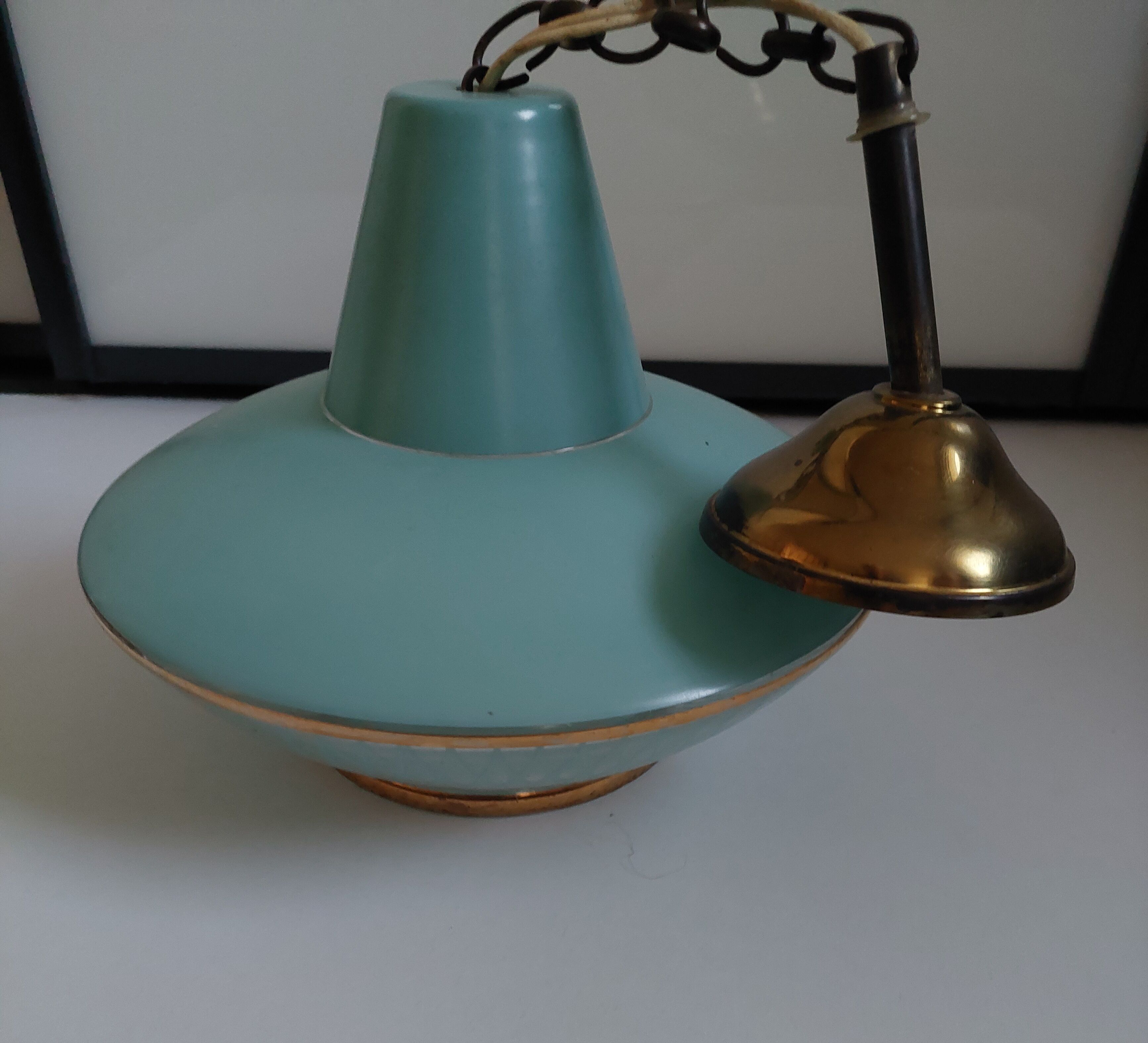 suspension UFO chandelier, ceiling lamp of the space age glass 60s