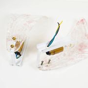 Pair of 80s Murano glass 'Foglio' wall lamps