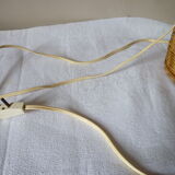Lamp in glass and woven rattan