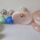 Duo of porcelain and opaline wall lamps