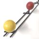 Coat rack coat hooks green red yellow wooden balls 50s