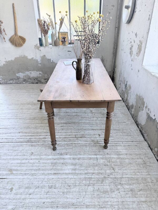 Table de ferme bistrot merisier pieds tournés  180cm
