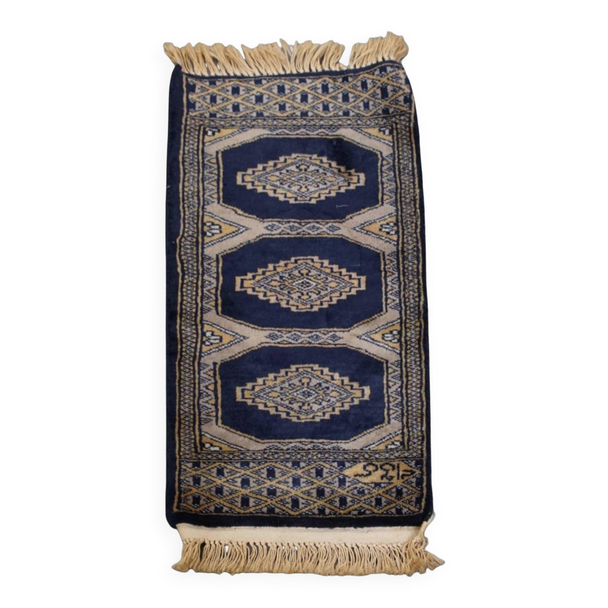 Rug / Runner in Blue and Beige Tones – 67x30cm